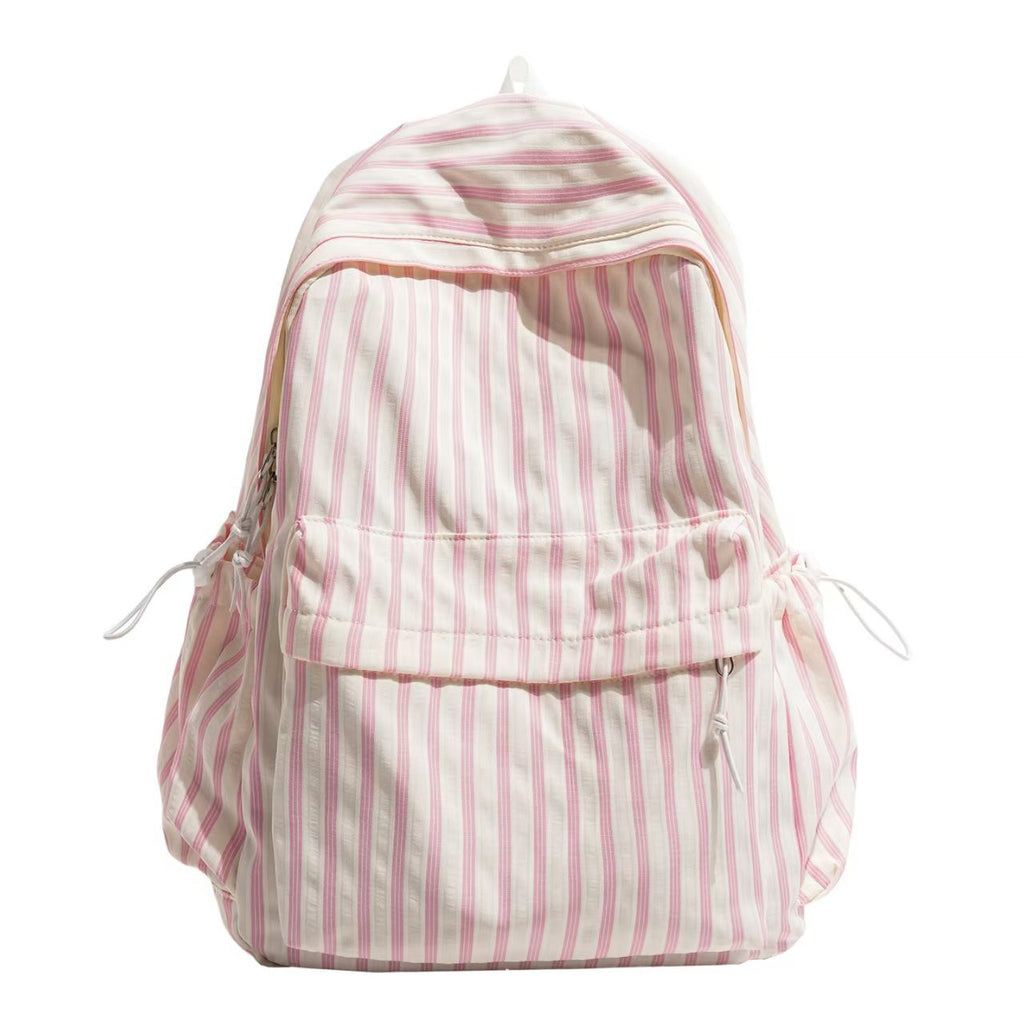 Striped Casual Daypack with Front Zip Pocket and Padded Straps, view 3