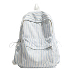 Striped Casual Daypack with Front Zip Pocket and Padded Straps