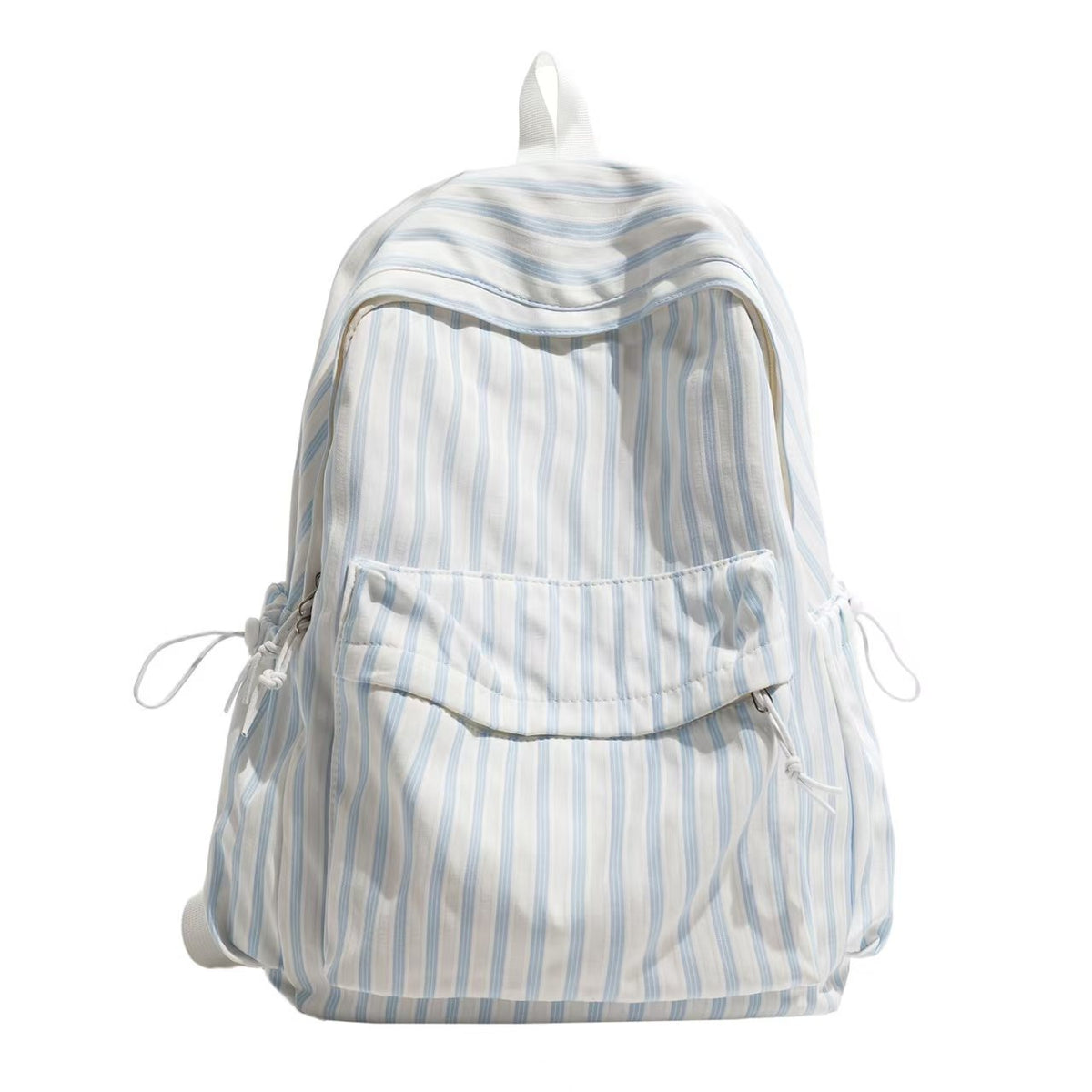 Striped Casual Daypack with Front Zip Pocket and Padded Straps