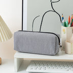 Striped Zippered Pencil Case Bag with Spacious Interior for Stationery, view 17