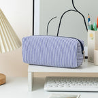 Striped Zippered Pencil Case Bag with Spacious Interior for Stationery, view 18