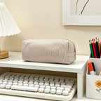 Striped Zippered Pencil Case Bag with Spacious Interior for Stationery, view 19