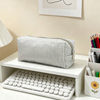Striped Zippered Pencil Case Bag with Spacious Interior for Stationery, view 20