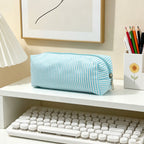 Striped Zippered Pencil Case Bag with Spacious Interior for Stationery, view 22