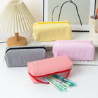 Striped Zippered Pencil Case Bag with Spacious Interior for Stationery, view 3