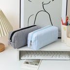 Striped Zippered Pencil Case Bag with Spacious Interior for Stationery, view 4
