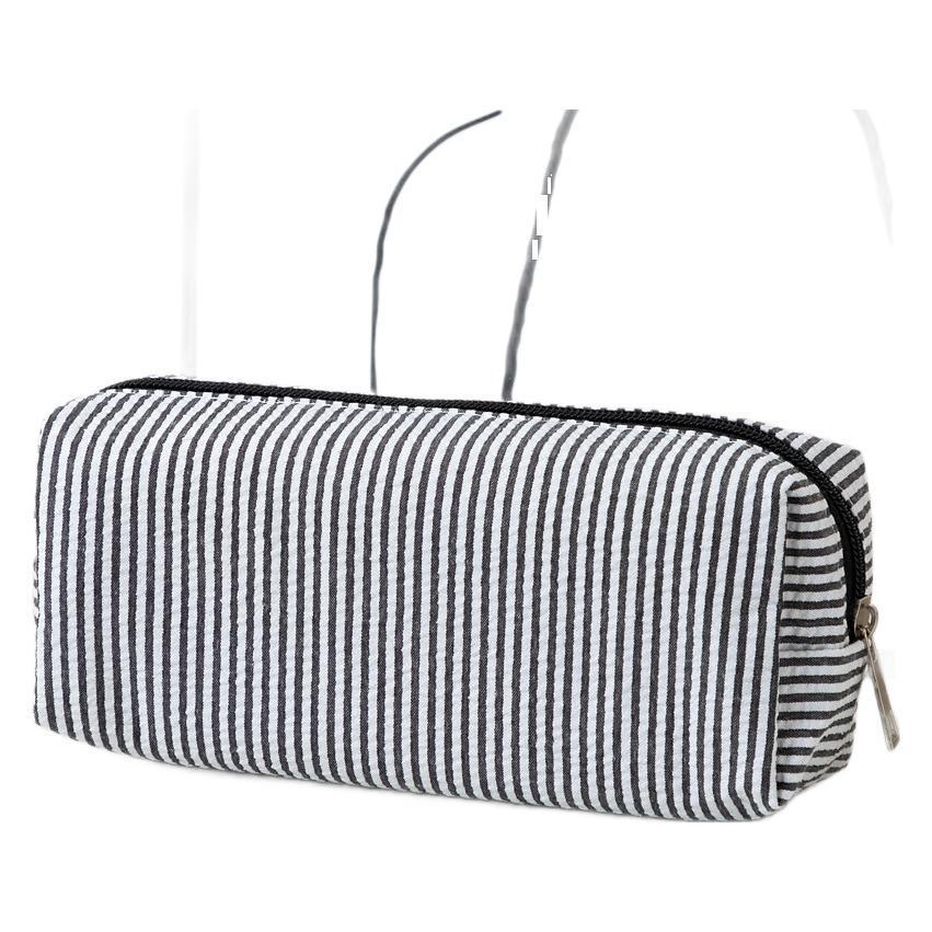 Striped Zippered Pencil Case Bag with Spacious Interior for Stationery, view 5