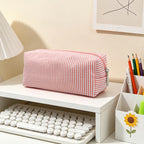 Striped Zippered Pencil Case Bag with Spacious Interior for Stationery, view 7