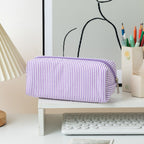 Striped Zippered Pencil Case Bag with Spacious Interior for Stationery, view 8