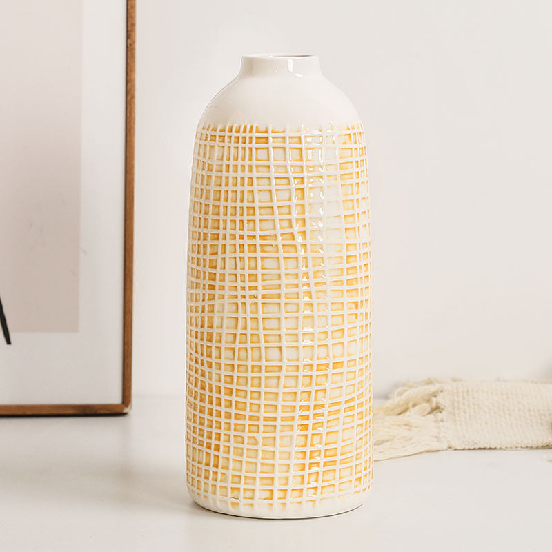 Stylish Ceramic Vase Yellow Blue | Thrascher