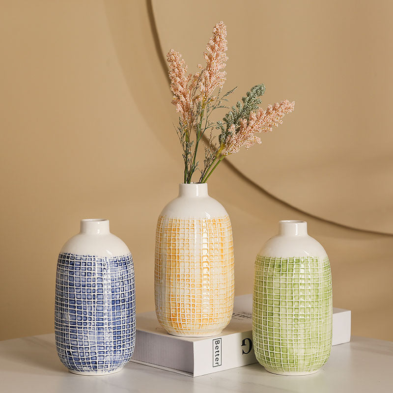 Stylish Ceramic Vase Yellow Blue | Thrascher