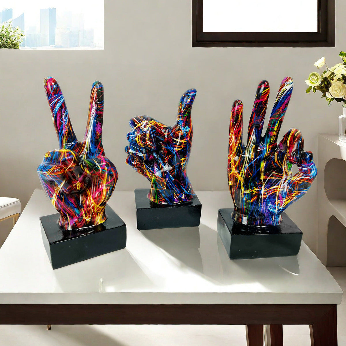 Stylish Hand Sculptures with Colorful Design | Thrascher