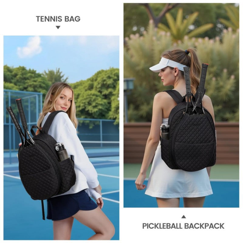 Stylish Quilted Tennis Backpack with Padded Adjustable Straps, view 3