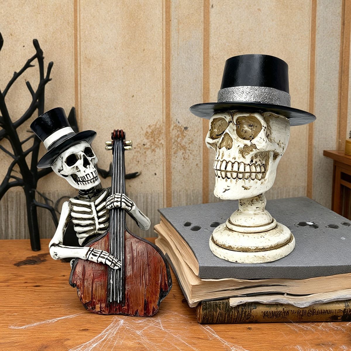 Stylish Skeleton Figure with Top Hat and Black Rose | Thrascher