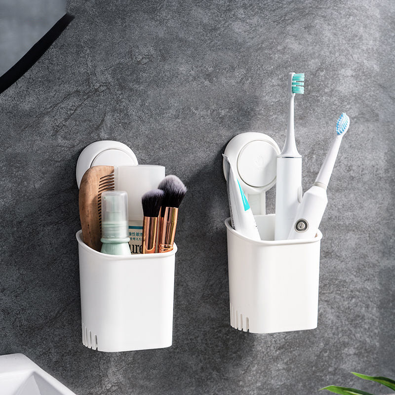 Suction-Cup Toothbrush Holder, White Plastic, 5 kg Capacity