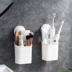 Suction-Cup Toothbrush Holder, White Plastic, 5 kg Capacity