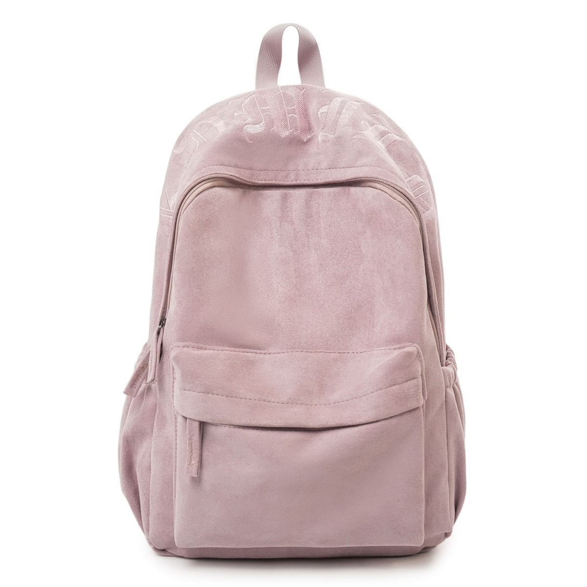 Suede Backpack with Adjustable Padded Straps and Front Zip Pocket, view 2