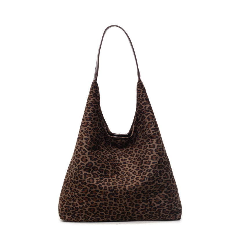 Suede Leopard Print Hobo Bag with Long Shoulder Strap for Daily Essentials, view 6