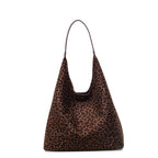 Suede Leopard Print Hobo Bag with Long Shoulder Strap for Daily Essentials, view 7