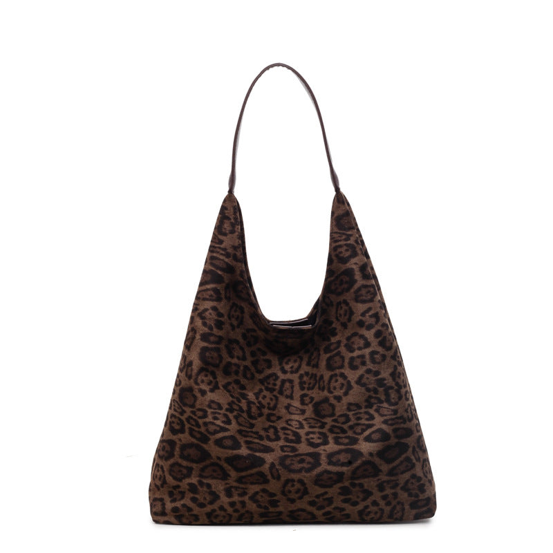Suede Leopard Print Hobo Bag with Long Shoulder Strap for Daily Essentials, view 8