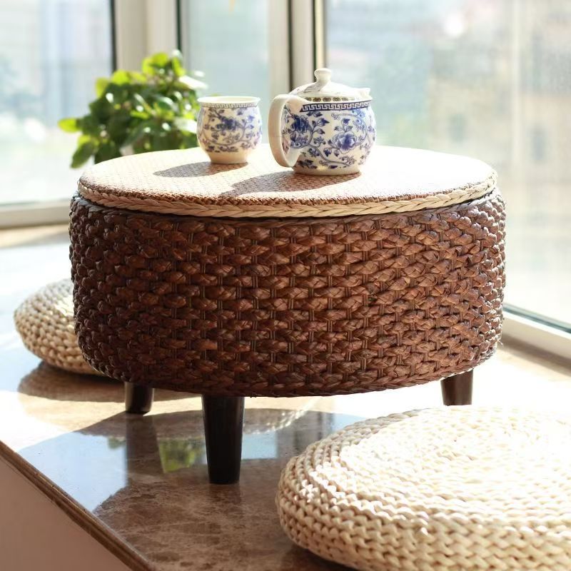 Tabletop Stool Woven Natural Fiber Wood | Thrascher