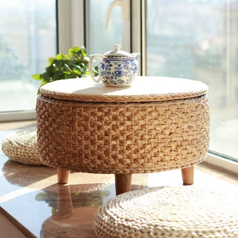 Tabletop Stool Woven Natural Fiber Wood | Thrascher
