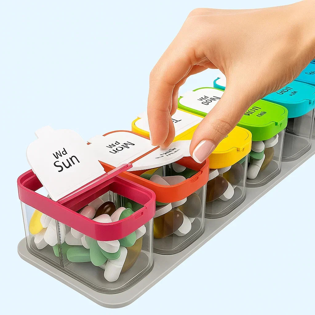 7-Day Pill Organizer with Separate Daily Compartments