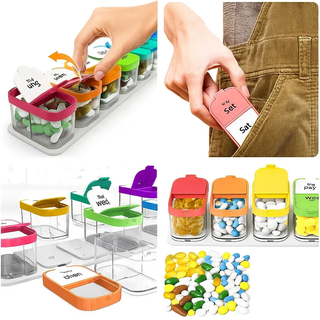 7-Day Pill Organizer with Separate Daily Compartments