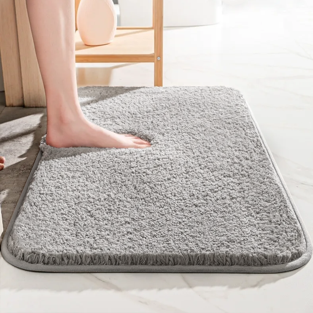 Extra Thick Microfiber Bath Mat, Absorbent with Non-Slip TPR Backing