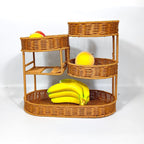 Three-Tier Round Natural Rattan Shelf, 40 × 37 × 20 cm for Home Storage, view 3