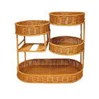 Three-Tier Round Natural Rattan Shelf, 40 × 37 × 20 cm for Home Storage, view 5