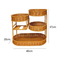 Three-Tier Round Natural Rattan Shelf, 40 × 37 × 20 cm for Home Storage, view 6