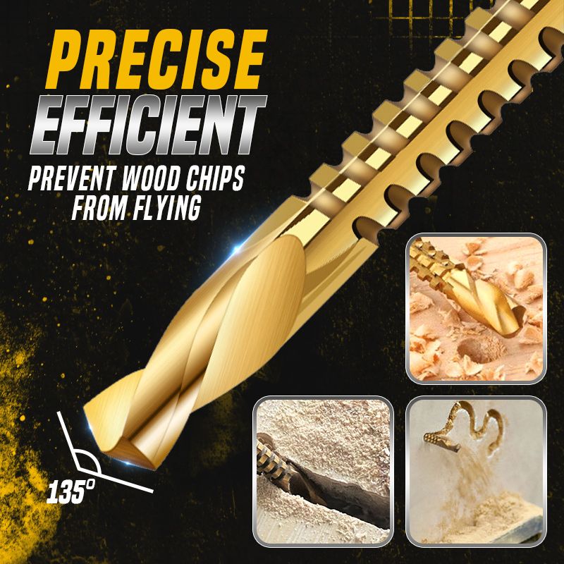 Titanium-Coated High-Speed Steel Serrated Drill Bits, 6 Pieces, view 2