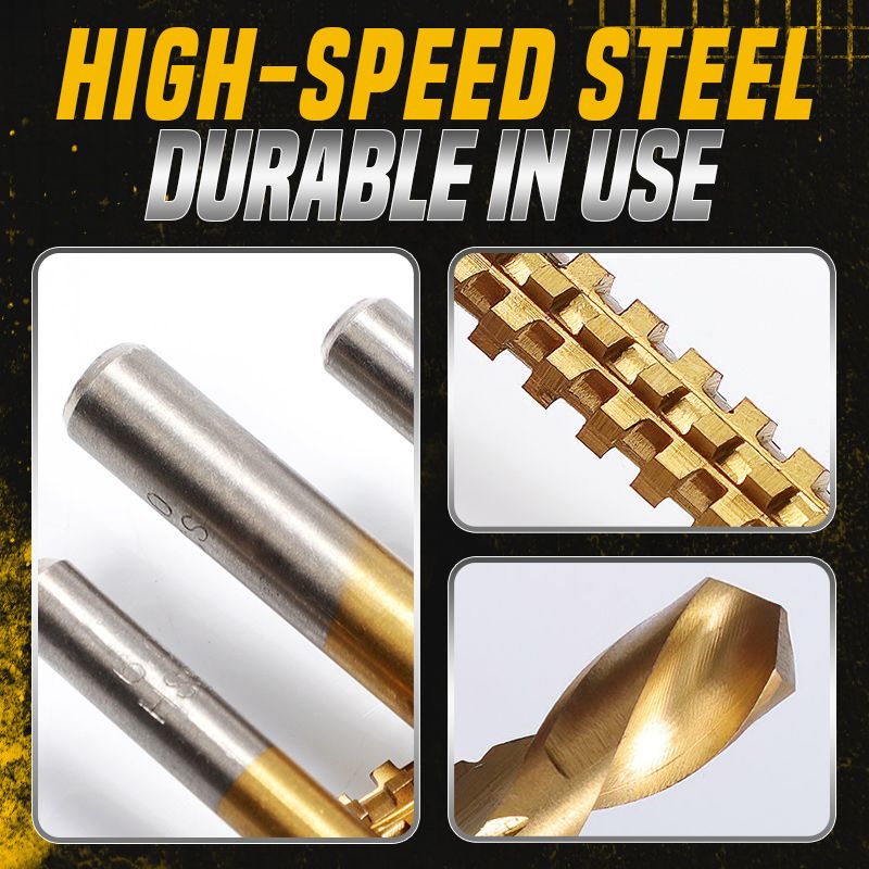 Titanium-Coated High-Speed Steel Serrated Drill Bits, 6 Pieces, view 4