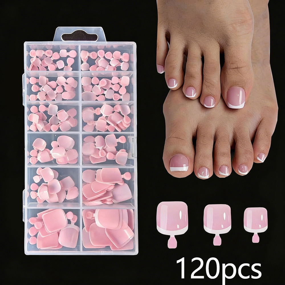 Toenail French Tip Nail Art Kit with Soft Gel Tips and Storage Case