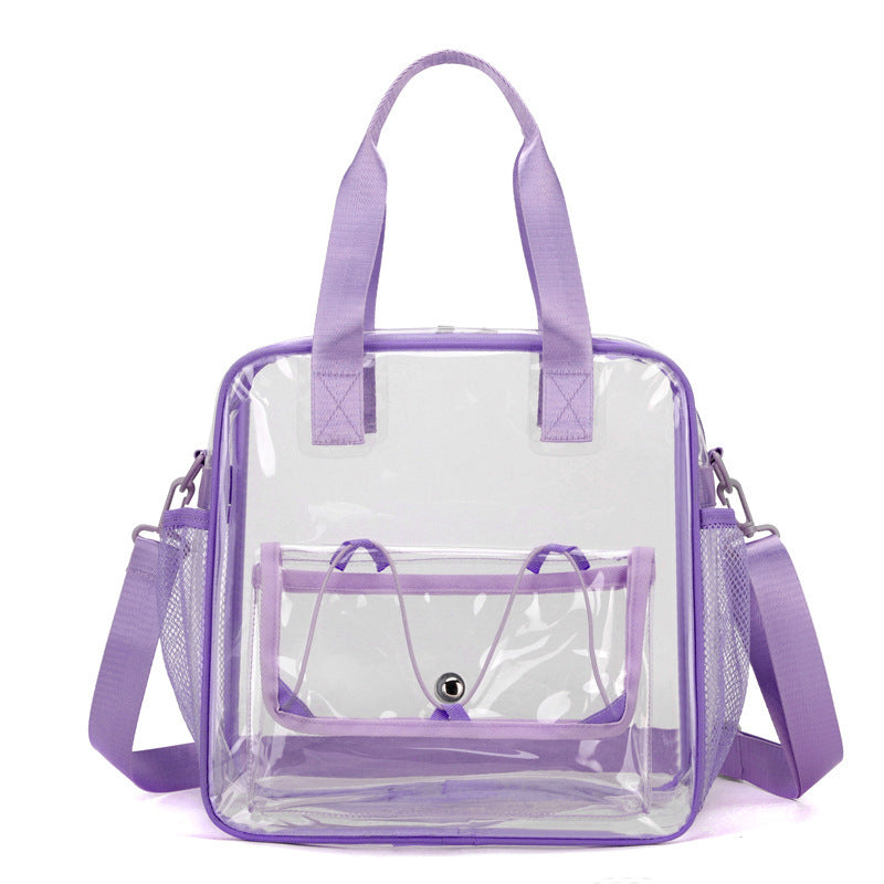 Transparent Handbag with Removable Shoulder Strap and Front Pocket, view 6
