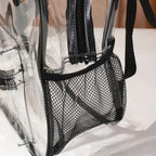 Transparent PVC Backpack with Zippered Pocket and Adjustable Padded Straps, view 3