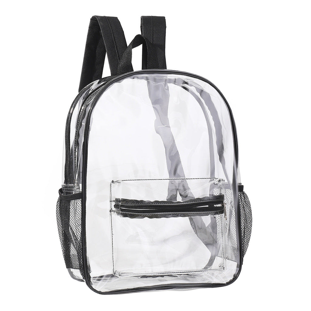 Transparent PVC Backpack with Zippered Pocket and Adjustable Padded Straps, view 4