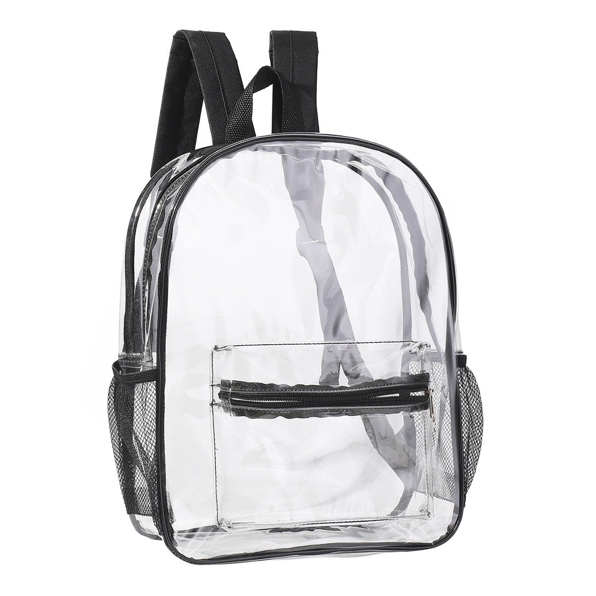 Transparent PVC Backpack with Zippered Pocket and Adjustable Padded Straps, view 4