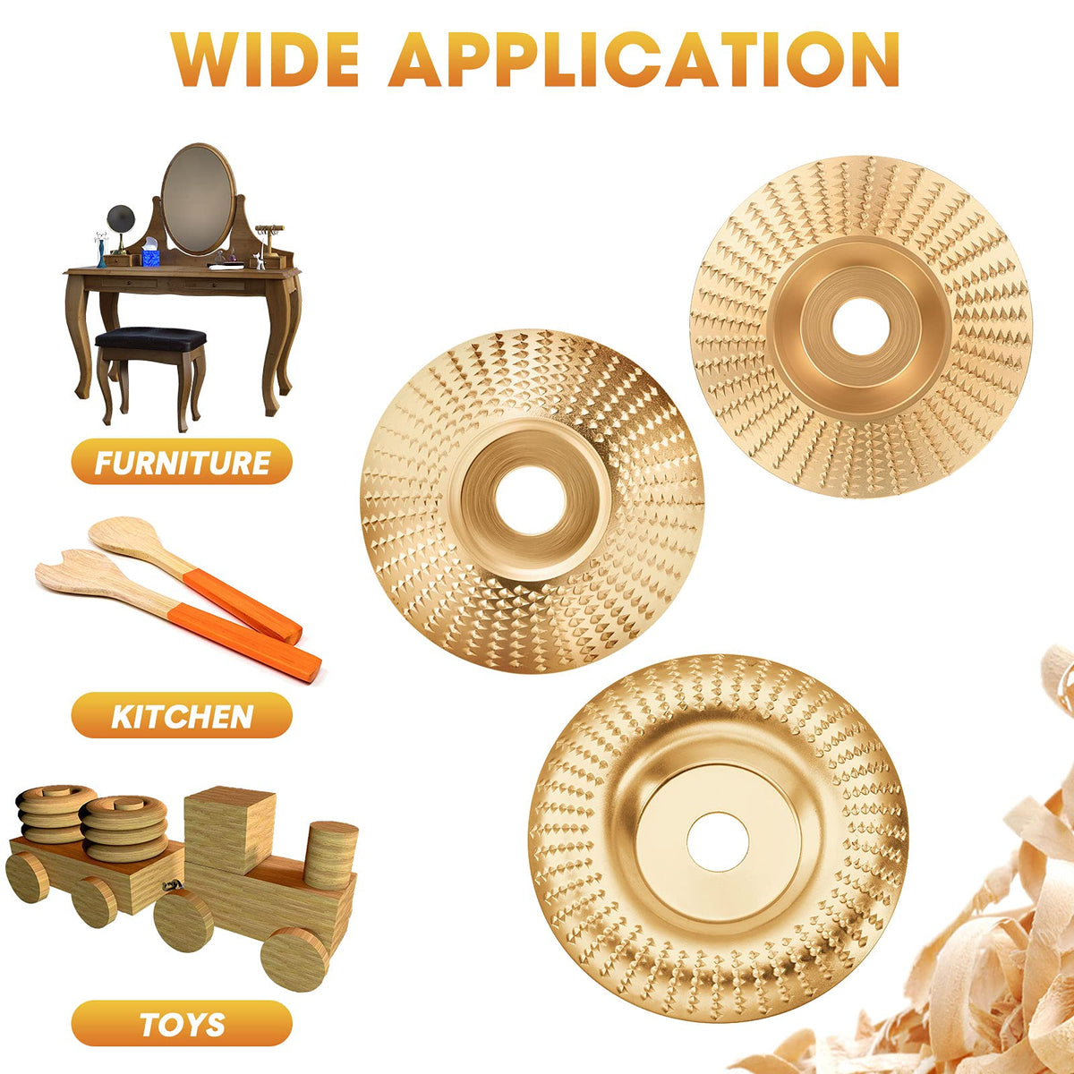 Tungsten Carbide Angle Grinder Wood Carving Disc Set, 100 mm