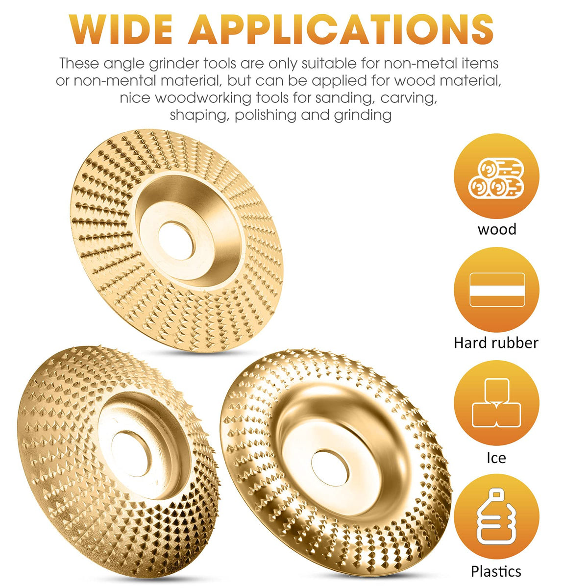 Tungsten Carbide Angle Grinder Wood Carving Disc Set, 100 mm