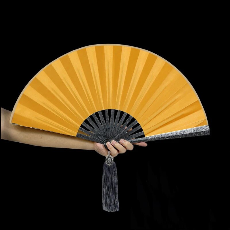 Tungsten Steel Alloy Folding Hand Fan with Silk Cloth Cover, view 10