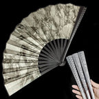 Tungsten Steel Alloy Folding Hand Fan with Silk Cloth Cover, view 12