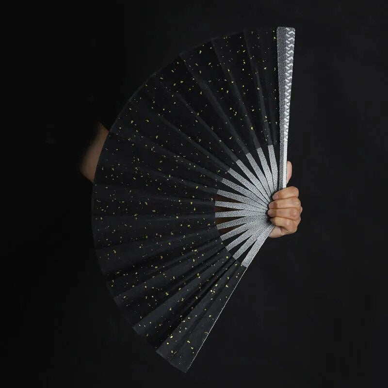 Tungsten Steel Alloy Folding Hand Fan with Silk Cloth Cover, view 2