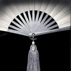 Tungsten Steel Alloy Folding Hand Fan with Silk Cloth Cover, view 6