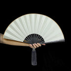 Tungsten Steel Alloy Folding Hand Fan with Silk Cloth Cover, view 7