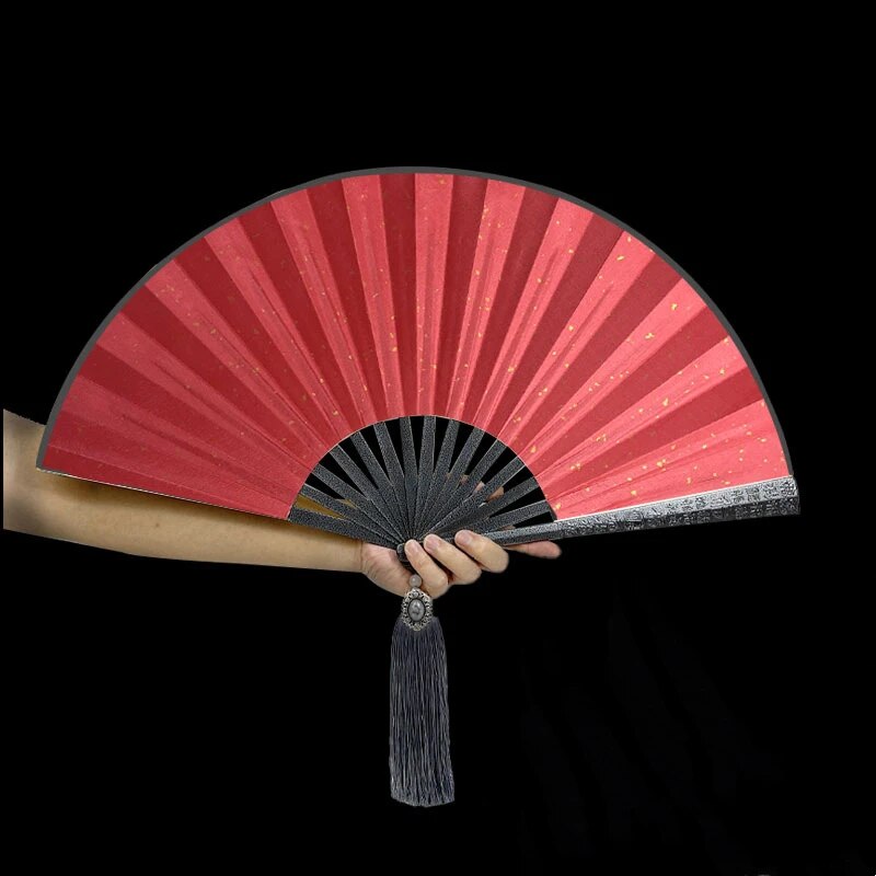 Tungsten Steel Alloy Folding Hand Fan with Silk Cloth Cover, view 8