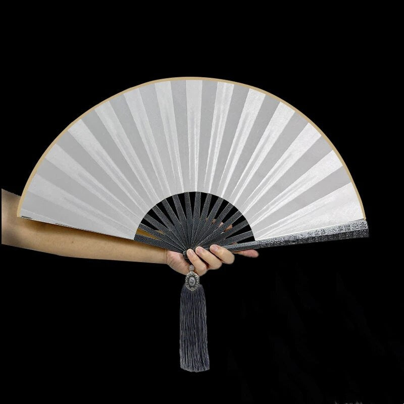 Tungsten Steel Alloy Folding Hand Fan with Silk Cloth Cover, view 9