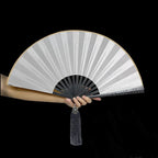 Tungsten Steel Alloy Folding Hand Fan with Silk Cloth Cover, view 9