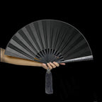 Tungsten Steel Alloy Folding Hand Fan with Silk Cloth Cover